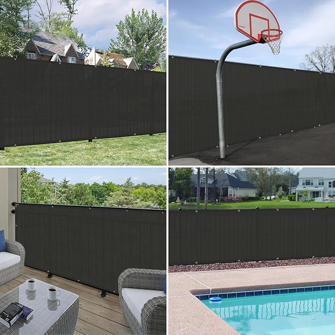Windscreen4less Privacy Fence Screen Heavy Duty Windscreen Fencing Mesh Fabric Shade Net Cover with Brass Grommtes for Outdoor Wall Garden Yard Pool Deck, 8'x238' Black