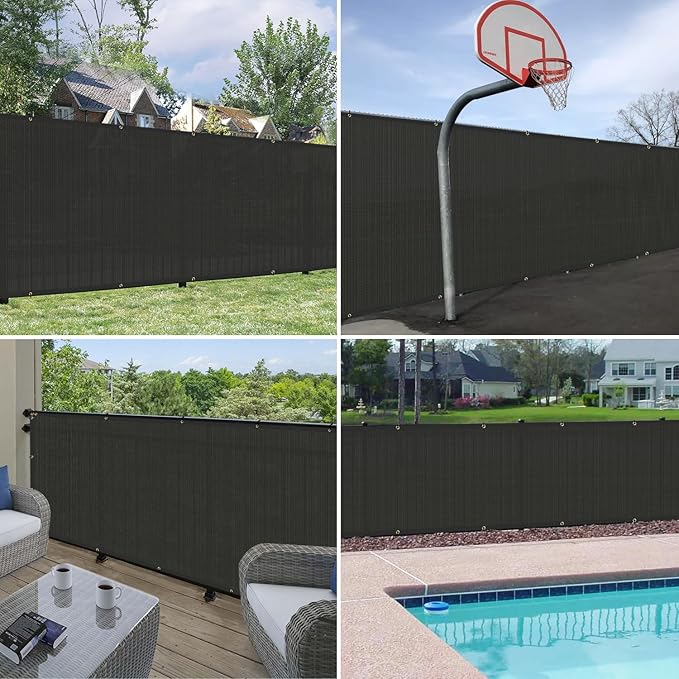 Windscreen4less Privacy Fence Screen Heavy Duty Windscreen Fencing Mesh Fabric Shade Net Cover with Brass Grommtes for Outdoor Wall Garden Yard Pool Deck, 8'x28' Black