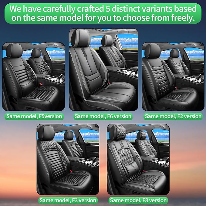 Fit Outback Car Seat Covers for Subaru Outback 2010-2024 2025 2026 -Upgraded Premium Waterproof & Breathable Leather,Airbag Compatible,All-Weather Seat Cushion Protector,2 Front/Black-Grey
