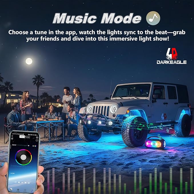 8Pods Segmented RGB LED Rock Lights Kit for Jeep Trucks UTV ATV Golf Cart RZR SXS Offroad Four Wheeler with APP/RF Remote, Multi Color Underglow Light Waterproof Music Neon Underbody 12V