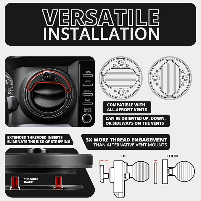 Tackform Link Vent Phone Mount Compatible with 2016-2023 Toyota Tacoma and 2014-2021 Toyota Tundra | Aluminum | Zero Slip | Universal Magnetic Phone Holder | 2" Arm | Black | (NOT MAGSAFE Compatible)