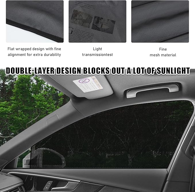 2 PCS Car Window Shades, Auto Front Rear Side Window Sun Shades for Block Heat & UV Protection, Breathable Mesh Baby Window Screen Covers, Universal Car Accessories (SUV Front)