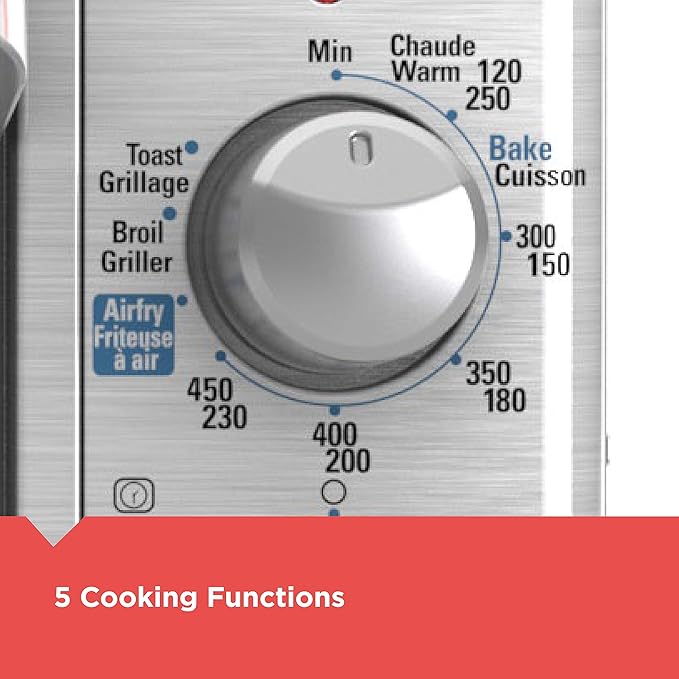 BLACK+DECKER Crisp 'N Bake Air Fry Countertop Convection Toaster Oven, XL Capacity, 8-Slice, 5-in-1, Fits 9” x 13” pan,12” Pizza, 60-Min Timer, Bake, Broil, Air Fry, Toast, Keep Warm, Stainless Steel