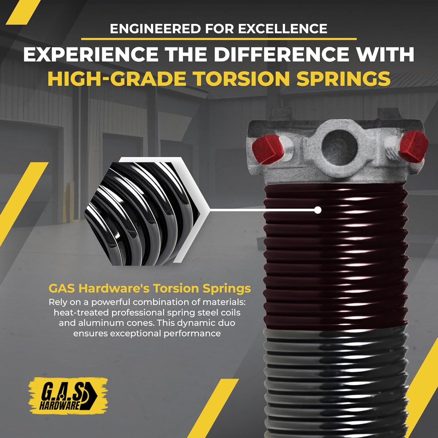 Garage Door Torsion Spring 234x1.75x29 Includes 1” Steel Bearing, Gloves, Manual, and Winding Bars for Right Side of Garage Door Precision E-Coating 5-Year Warranty Min. 30,000 Cycles (Black Cone)