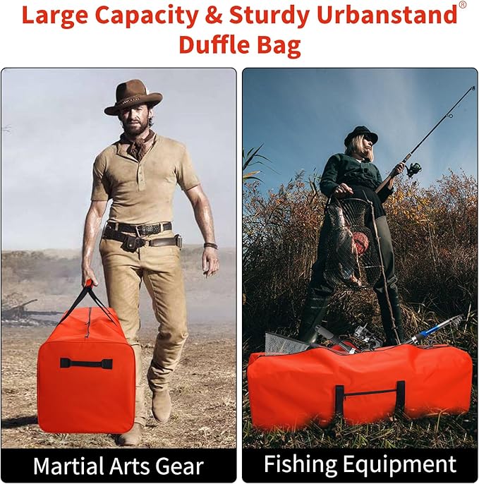 52 Inch Large Duffle Bag for Travel Camping Sport Equipment Storage Bag with 2-way Lockable Zippers Orange