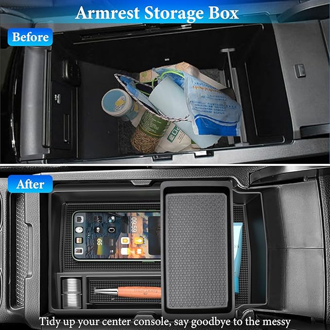 YPHUIKI 2PCS Center Console Organizer Compatible with Honda CRV 2023 2024 2025 2026 Accessories CR-V Hybrid Sport Armrest Storage Box Organizer Tray ABS Material