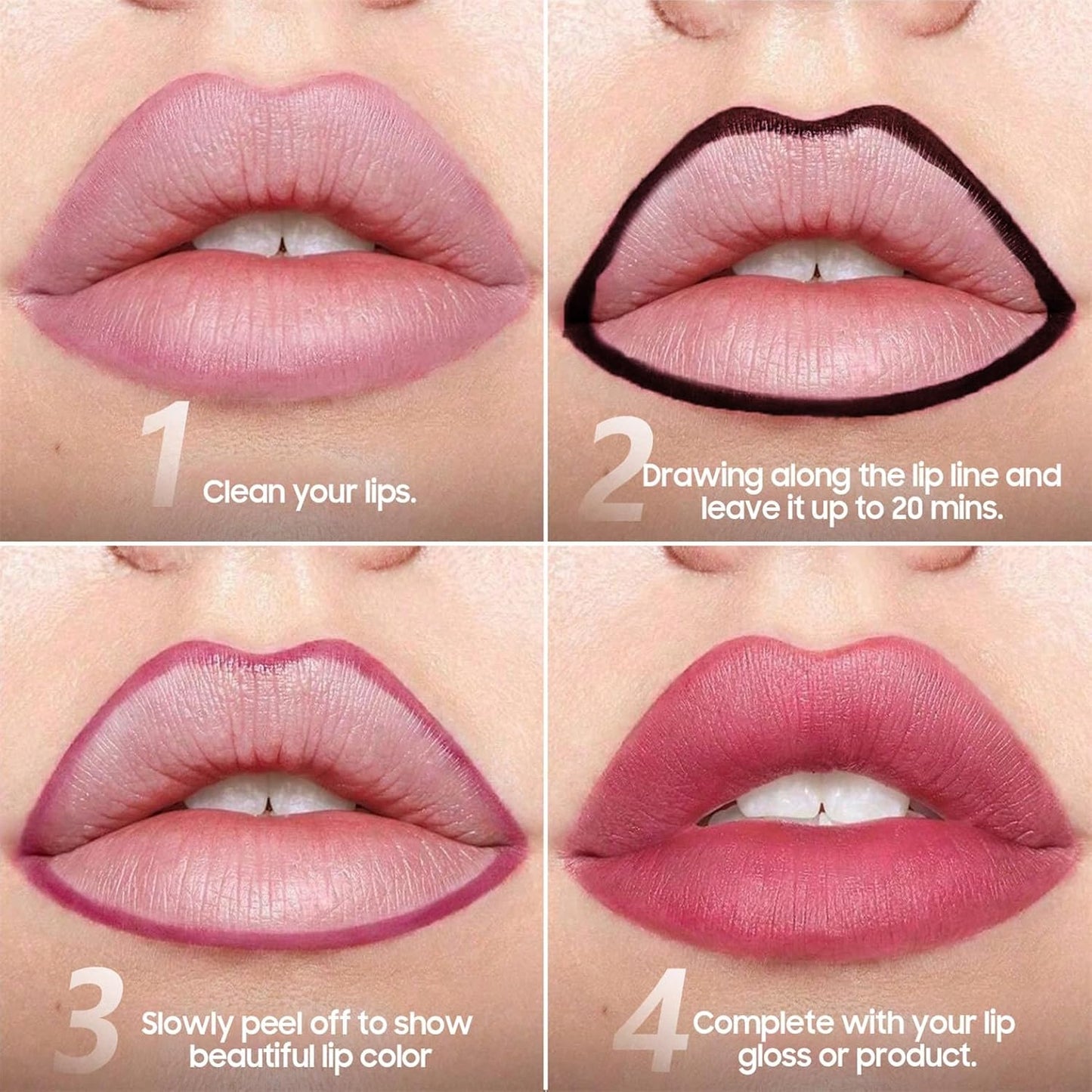 Lip Liner Stain Peel off - Waterproof & Long Lasting Peel Lip Stain Non-Stick Cup, Enhancing Complexion & Nourishing for All Skin Types, Create A Natural Lip Color (Coral, 1 Count)