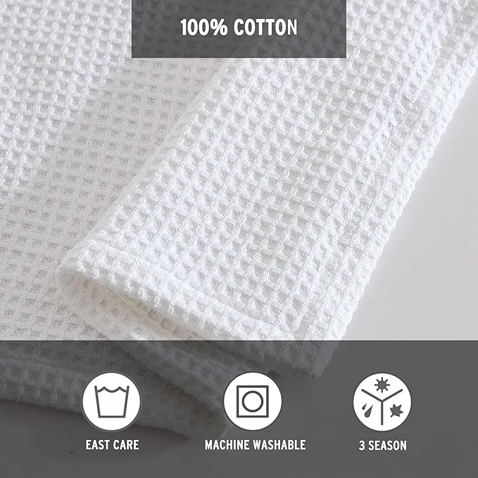 Eddie Bauer - Twin Blanket, Super Soft & Medium Weight, Softens Every Wash (Solid Waffle White, Twin)