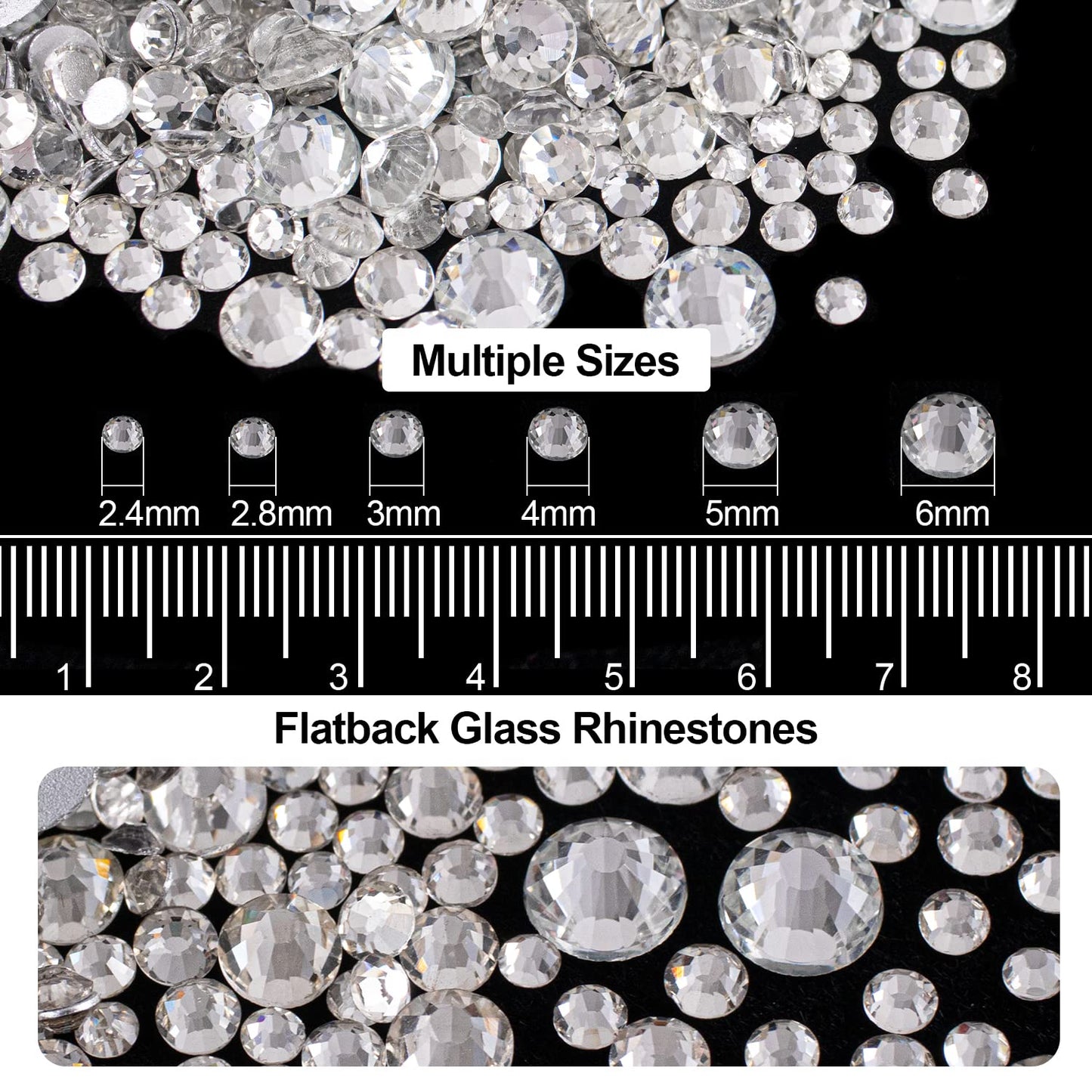 Flat Back Rhinestone Kits Colorful Rhinestones+Transparent White Gems with Quick Dry Makeup Glue+Picker Pencil+Tweezer for Nail Art and Face Make-up
