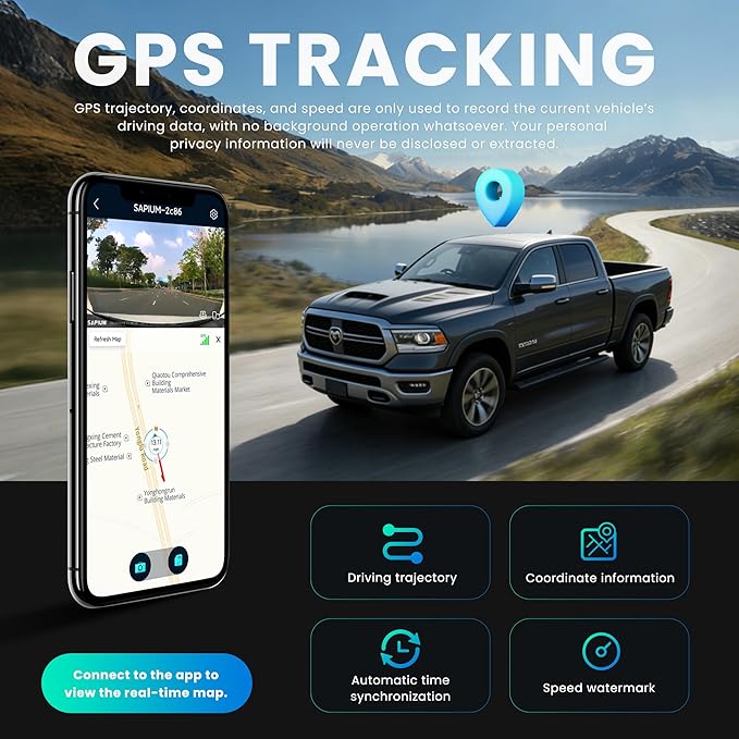 QHI 4K Dash Cam Fit Dodge RAM 1500 2019-2024, Hidden OEM Style, 4K Front & 1080P Rear Camera, 128GB EMMC, 24H Parking Mode, GPS & CPL, for Rebel Big Horn Laramie (S87 Front only 4K)