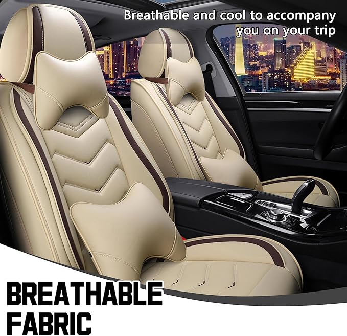 CTDS Car Seat Covers for Honda Civic 2000-2026, Stylish Sport Seat Cover, Premium Nappa Leather Car Seat Cover. Automobile Seat Covers Sets.(Luxury 2 Seats/Beige)
