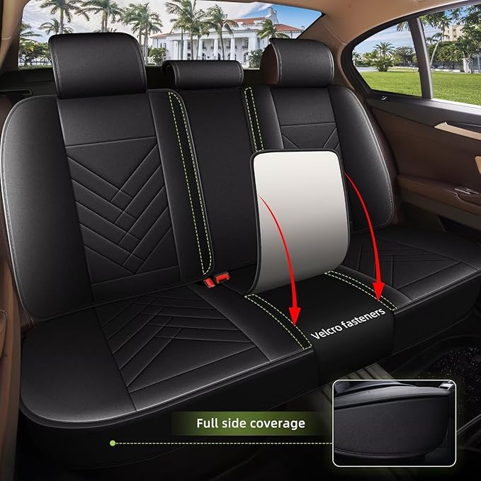 AOMSAZTO Car Seat Covers Fit for GMC Terrain 2020-2026: Full Set Waterproof Faux Leather Automotive Seat Covers Vehicle Seat Cushion Protector Car Interior Covers(5 Seats Black)