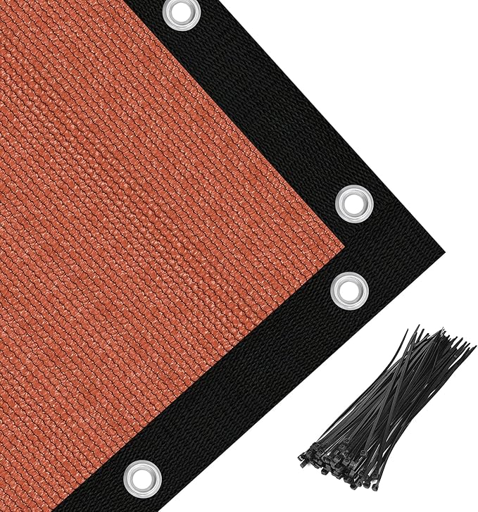 Amagenix 90% Pergola Shade Cover 7' X 16' Sun Shade Cloth with Grommets for Outdoor Garden Patio Porch, Commercial Grade 200 GSM - Cable Zip Ties Included (We Customized) GN108, Rust Red