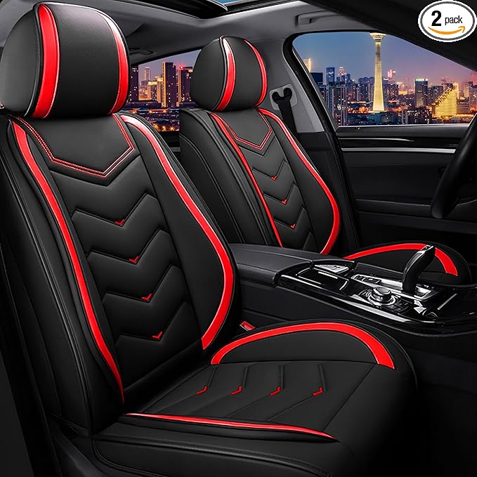 CTDS Car Seat Covers for Honda HR-V 2016-2026, Stylish Sport Seat Cover, Premium Nappa Leather Car Seat Cover. Automobile Seat Covers Sets.(Standard 2 Seats/Black Red)