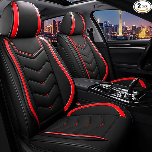 CTDS Car Seat Covers for Mazda CX-5 CX-3 CX-7 CX-9 CX-50 CX-30 CX-70 CX-90 2007-2026, Stylish Sport Seat Cover, Premium Nappa Leather Car Seat Cover.(Standard 2 Seats/Black Red)