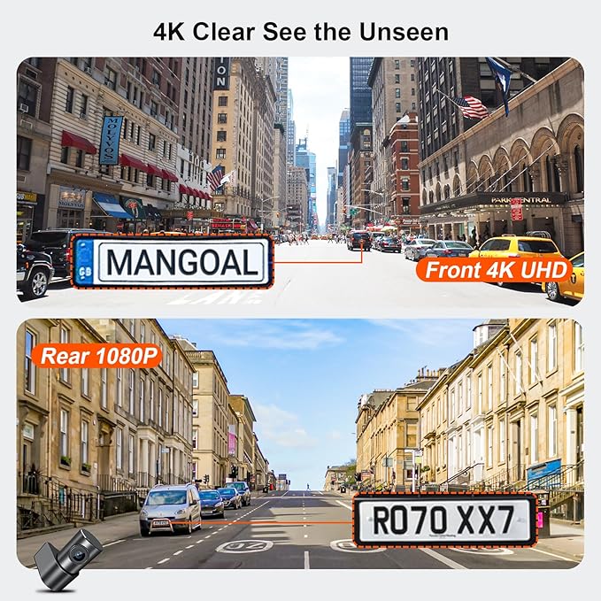 Mangoal Front 4K & Rear 1080P Dash Cam Custom Fit Jeep Grand Cherokee 2016 2017 2018 2019 2020 2021 & WK 2022 (Model A),Check Model Carefully,Limited Trailhawk Overland,UHD 2160P Video,128GB Card