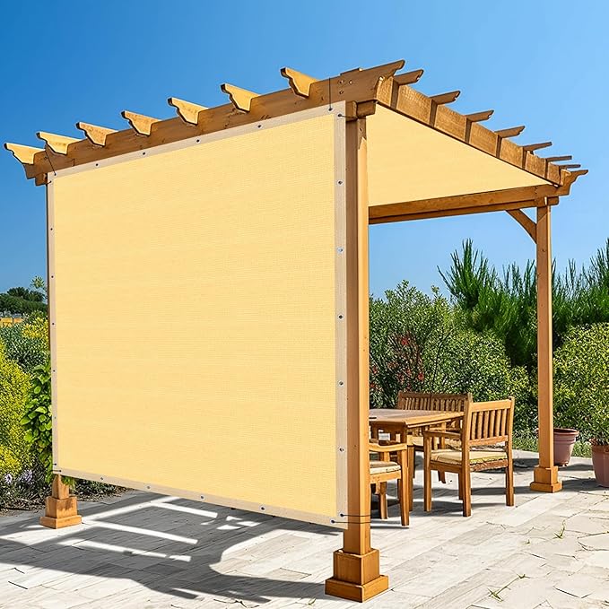 Amagenix 90% Shade Fabric 4'X 18' Sand Sun Shade Cloth with Grommets for Pergola Replacement Shade Cover Canopy, Heavy Duty, Cable Zip Ties Included (We Customized)
