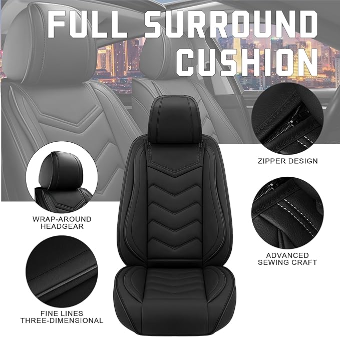 CTDS Car Seat Covers for Mazda CX-5 CX-3 CX-7 CX-9 CX-50 CX-30 CX-70 CX-90 2007-2026, Stylish Sport Seat Cover, Premium Nappa Leather Car Seat Cover.(Standard 5 Seats/Pure Black)