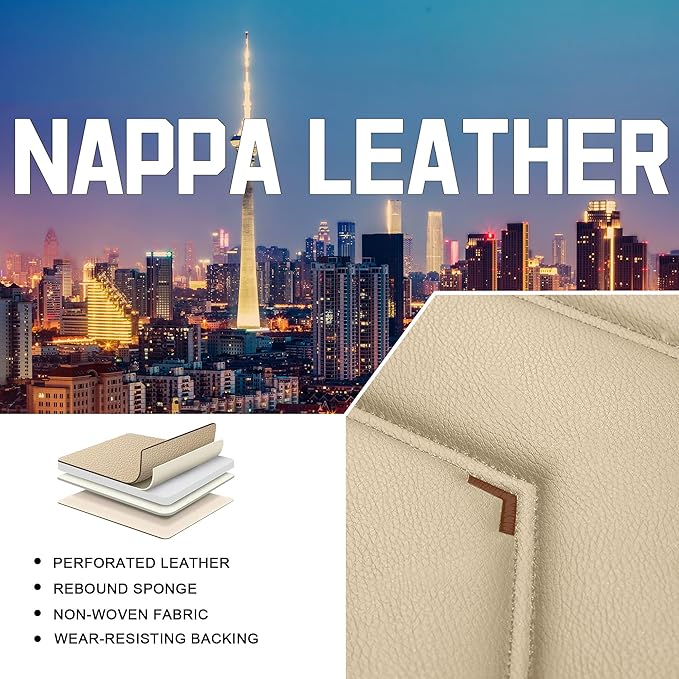 CTDS Car Seat Covers for Chevy Malibu 2000-2026, Stylish Sport Seat Cover, Premium Nappa Leather Car Seat Cover. Automobile Seat Covers Sets.(Luxury 5 Seats/Beige)