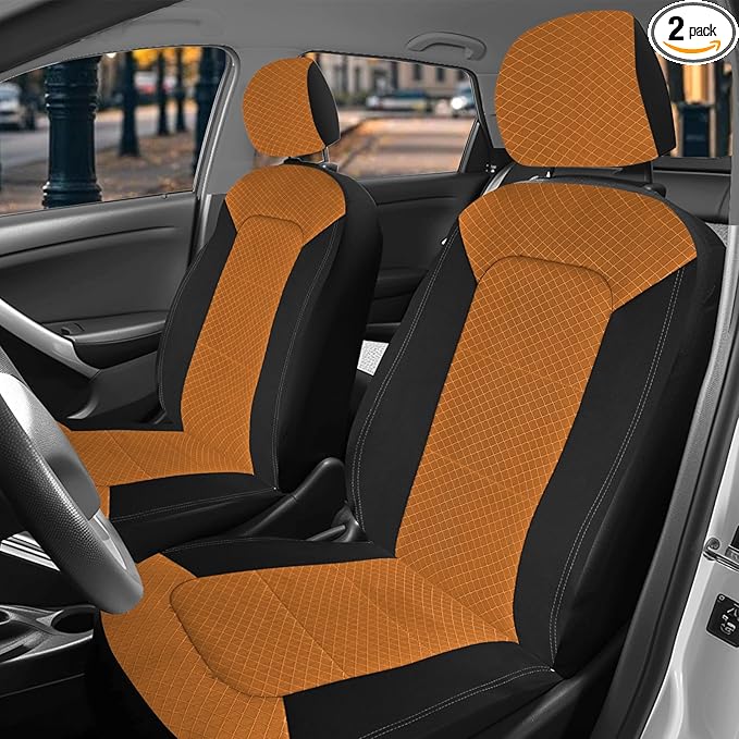 Nilight Car Seat Cover 2PCS Black Brown Breathable Mesh Interior Covers with Removable Headrest Airbag Compatible Universal for Cars Truck and SUV Front Seats