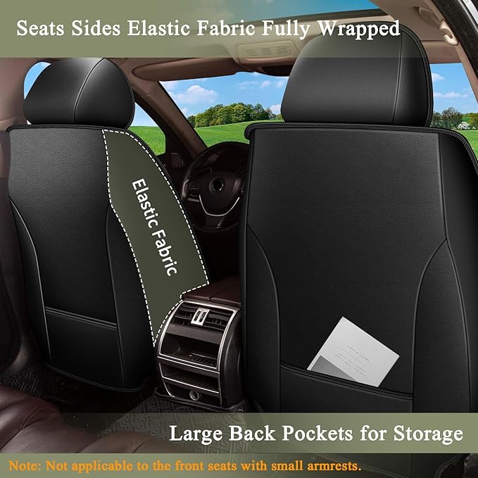 Car Seat Covers Front Pair for Subaru Outback 2010-2025 2026: Breathable Perforated Leather Seat Cover (Black)