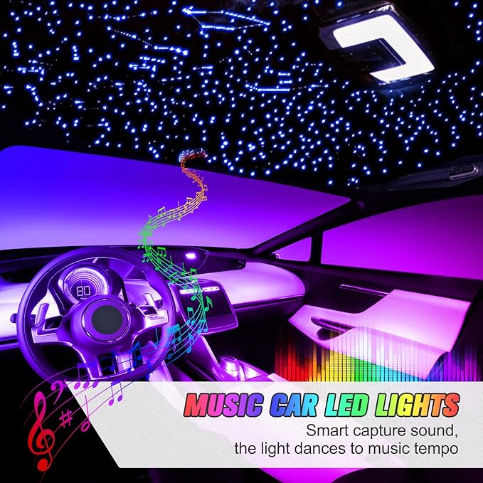 16W Starlight Headliner Kit, Star Lights for Car Roof&Home Decoration, Fiber Cable 550pcs*0.03in*13.1ft RGBW Star Light Headliner with Bluetooth APP/Remote Control/Music Mode