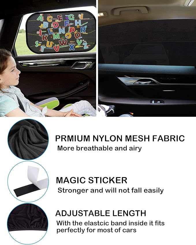 Tevlaphee Car Sunshade Kids, Universal Sun Visor Car Net Sunscreen Baby with Certified UV for Side Window Mesh Material Protects Passenger Baby, Children & Pets(L) (L)