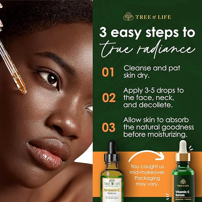Tree of Life Beauty Skin Care Set, Brightening, Firming, Dry Face, Dermatologist Tested - Complete Hydration Trio, Vitamin C Serum, Niacinamide, Pro Collagen Peptide, 3 count of 1Fl oz