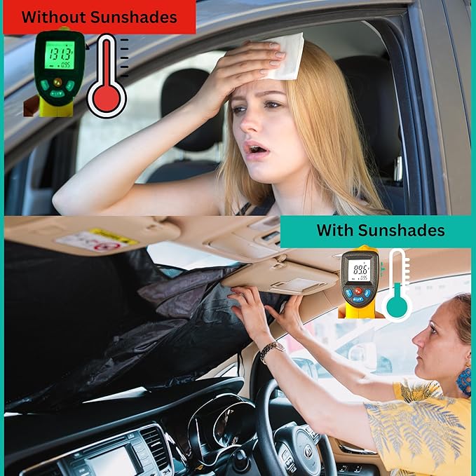 Windshield Sun Shade -Certified 99.87% UVB & 99.02% UVA Car Sun Shade. Award Winning Sunshade - Patented Technology | Compatible for BMW X5 (2014-2018) | Car Shades by Kinder Fluff