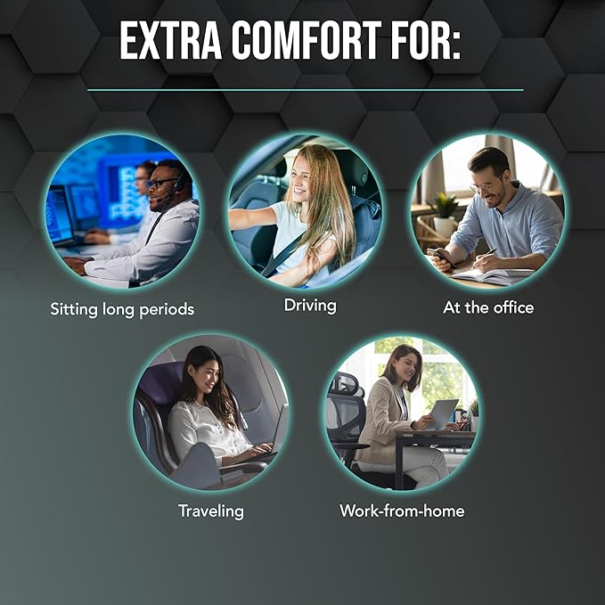Samsonite Memory Foam Lumbar Support Pillow, Ergonomic Back Cushion for Office Chair, Gaming Chair, Auto Back Support with Cooling Gel, Home Essentials for Sitting Comfort, Posture Relief, Black Mesh