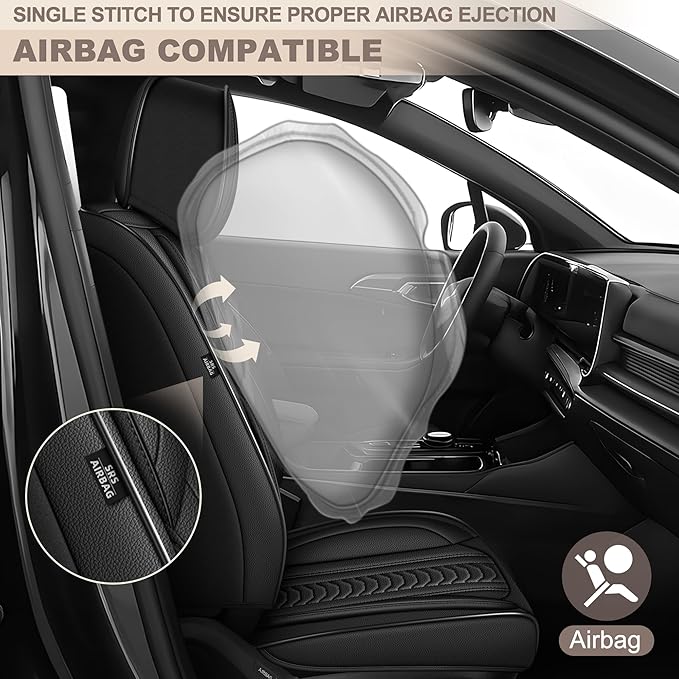 TTX LIGHTING for Toyota Corolla 2000-2019 Seat Covers: Waterproof Leather Seat Protector with Airbag Compatible (2 Front Seats,Black)