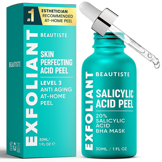 30 DAY MIRACLE BHA 20% Peeling Solution - Clinical Strength BHA Liquid Exfoliant for Clogged Pores, Wrinkles & Blackhead Remover - Salicylic Acid Serum & Chemical Exfoliant for Face Peel 1oz
