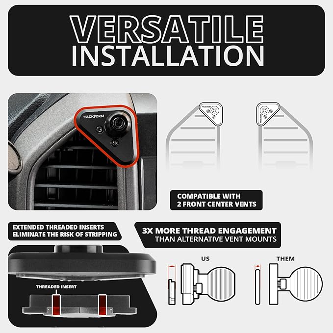 Tackform Link Vent Phone Mount Compatible with 2015-2020 Ford F-150, 2017-2021 Super Duty, 2018-2021 Expedition | Aluminum | Universal Magnetic Holder | 2" Arm | Green Knob | (NOT MAGSAFE Compatible)