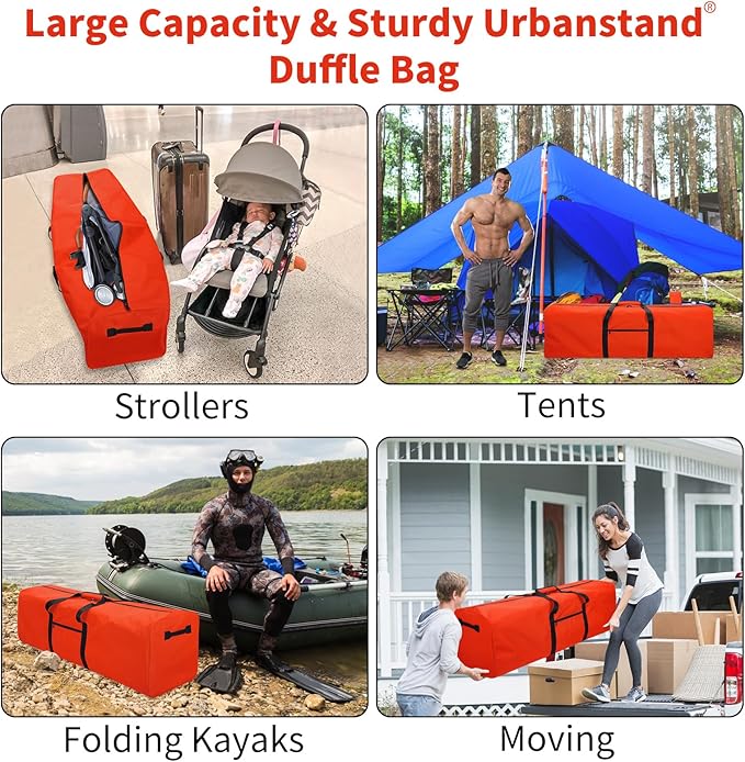 48 Inch Travel Duffle Bag Extra Large Sport Equipment Duffel Bags with 2-way Lockable Zippers Orange