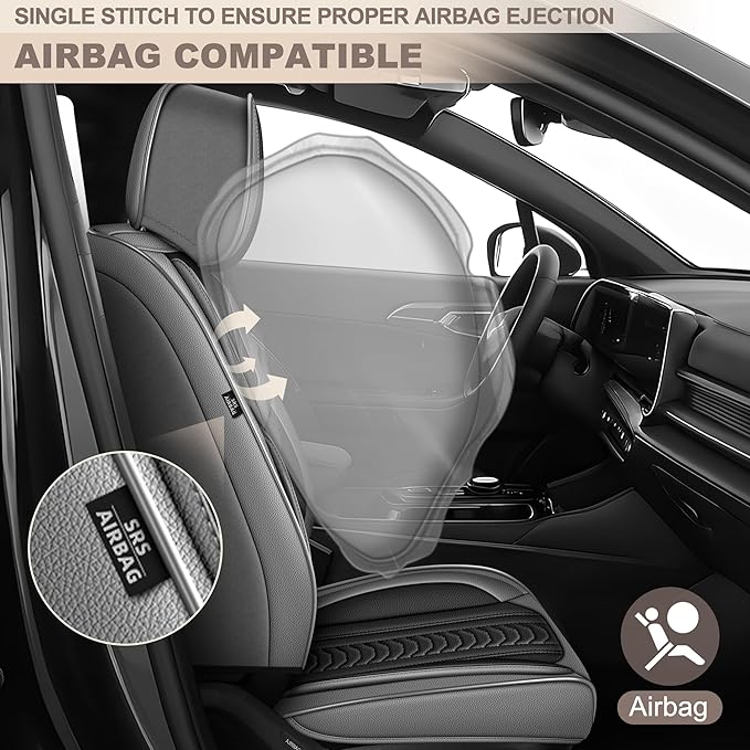 TTX LIGHTING for Toyota RAV4 2013-2026 Seat Covers: Waterproof Leather Seat Protector with Airbag Compatible (2 Front Seats,Black&Gray)