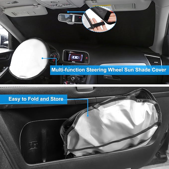 Windshield Sun Shade Custom Fit for 2019-2026 Le-xus UX 200/250h/260h/300h/300e Accessories Foldable Sunshade Sun Blocker Protect Car from Sun Rays & Heat Damage Keep Car Cooler
