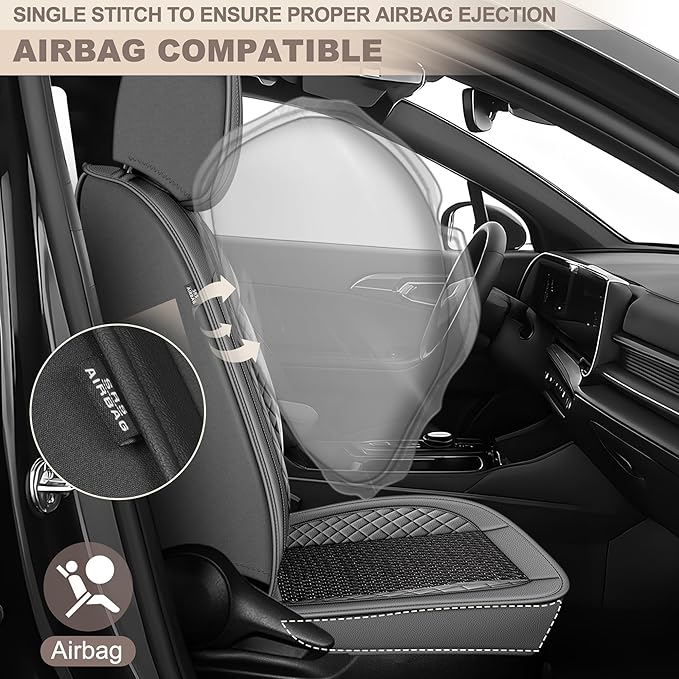 TTX LIGHTING for Lexus RX 350 2007-2026 Car Seat Covers, Breathable Ice Silk & Leather Seat Protector, Cool & Anti-Sweat for Long Driving, Airbag Compatible, 2 Front Seats (Black&Gray)