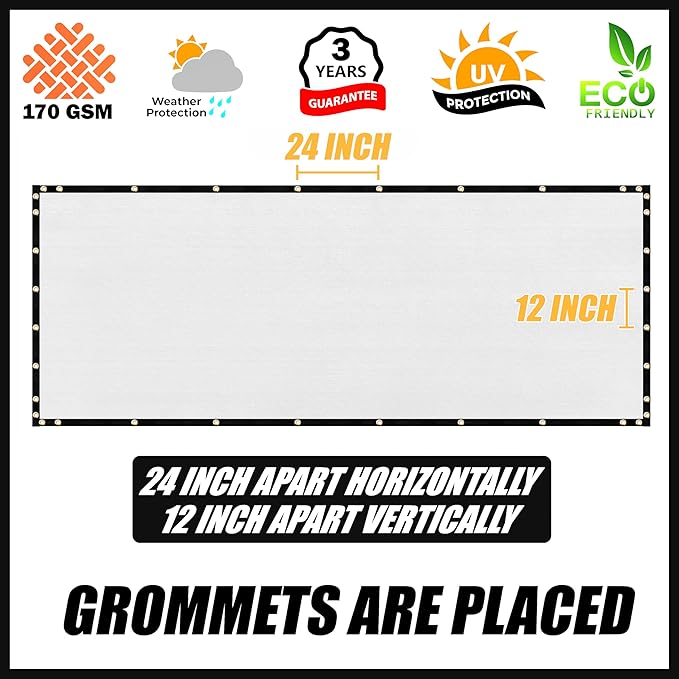 Royal Shade Custom Size 5' x 66' White Fence Privacy Screen Windscreen Cover Netting Mesh Fabric Cloth - Cable Zip Ties Included (We Make Custom Size)