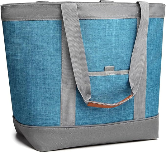 Insulated Cooler Bag Leakproof Thermal Insulation Collapsible Cooler Tote with Zippered, Reusable Cooler Bags