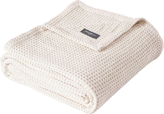 Eddie Bauer Blanket Soft Waffle Weave Bedding, Medium Weight Bedroom Decor, Softens Every Wash, Queen, White