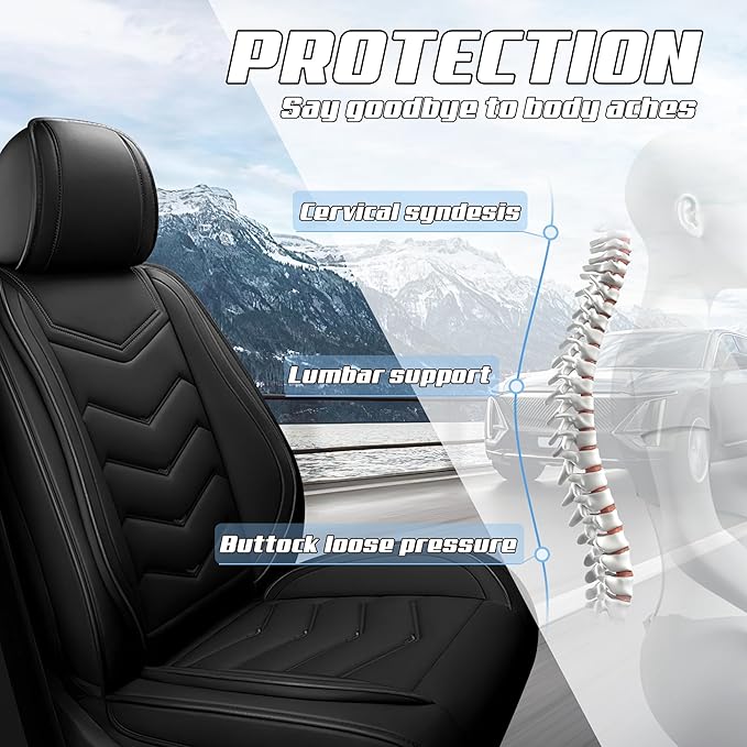 Car Seat Covers Fit for Toyota rav4 2000-2026, Stylish Sport Seat Covers, Waterproof Wear-Resistant Premium Nappa Leather Car Seat Cover.(2 Pcs Front/Pure Black)