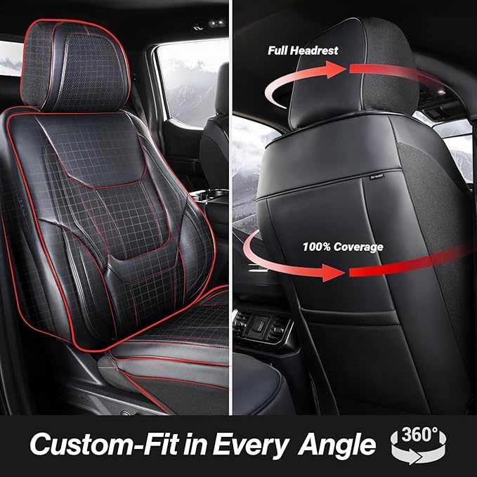 Coverland Custom Fit Car Seat Covers for Car Compatible with [2005-2009 Mustang, 2007-2009 Mustang Shelby] Premium Waterproof Non-Slip Interior Seat Protector [Front Black - Size Chart A30]
