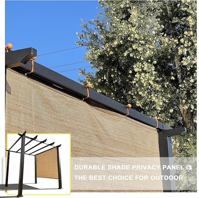 Sun Shade Privacy Panel with Grommets on 4 Sides for Patio, Awning, Window Cover, Pergola or Gazebo (Walnut, 10' x 10')