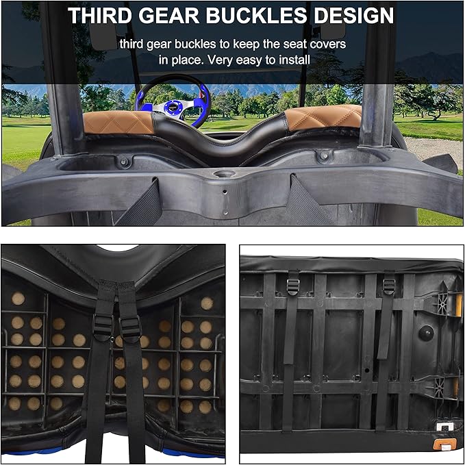 NOKINS Golf Cart Diamond Seat Covers Kit, Fit for Club Car Precedent OEM Standard Front Seat Cushion, Golf Cart Vinyl Seat Cover, No Nails Required
