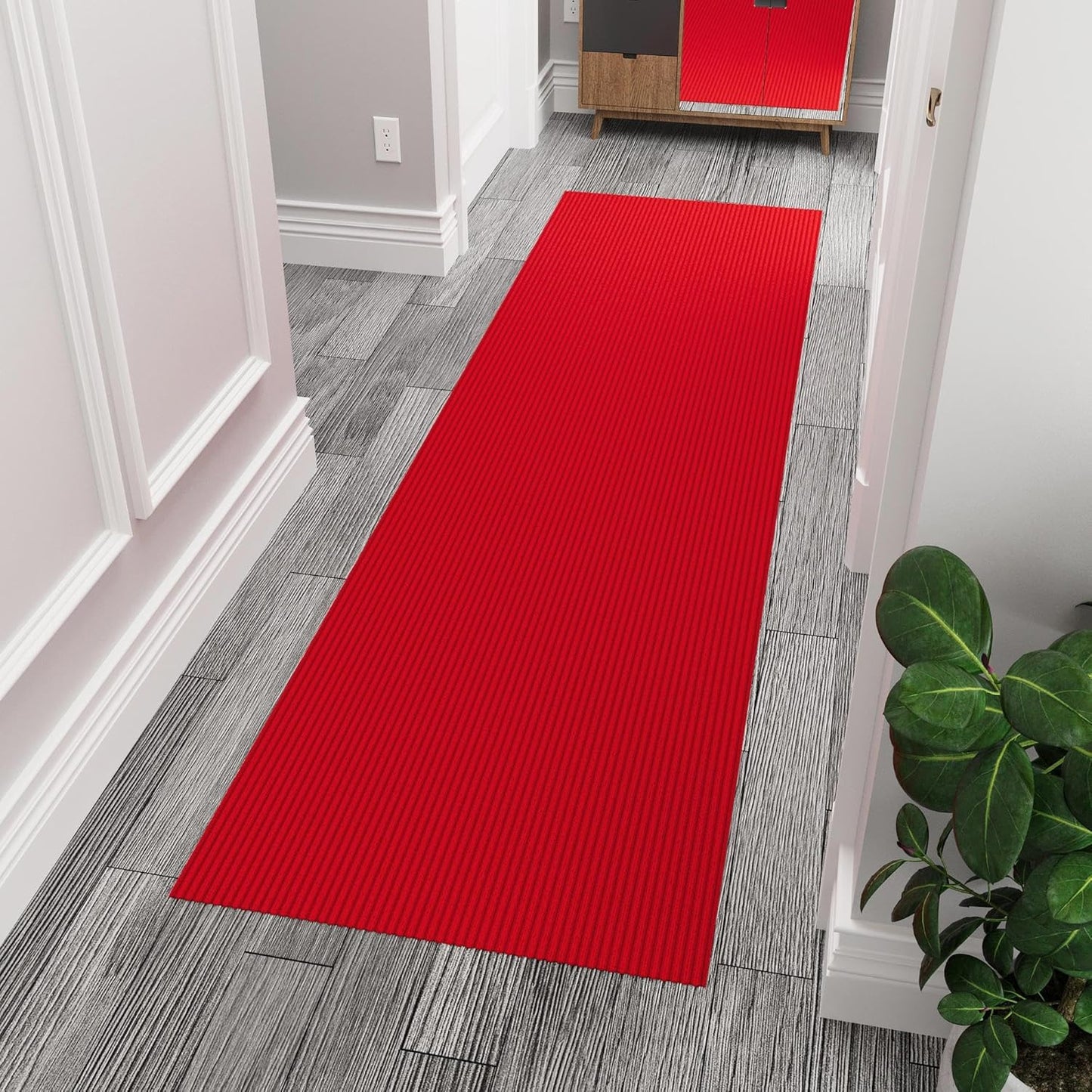 Ottomanson 2' x 9' Hallway Runner with Scraper Pile - Extra Durable Non-Slip Rug Mat for Indoor & Outdoor Use - Ideal for Kitchen, Entryway, Patio & Garage - High-Traffic Carpet, Red
