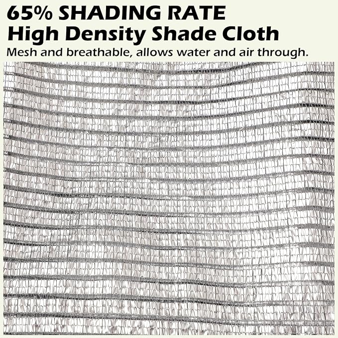 65% Aluminum Foil Shade Cloth with Grommets,10ft x 12ft, Mesh Sun Block Fabric Cover, Canopy, Privacy Screen for Outdoor Patio, Garden, Backyard, Silver