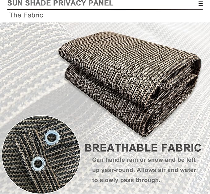 Sun Shade Privacy Panel with Grommets on 4 Sides for Patio, Awning, Window Cover, Pergola or Gazebo (Mocha Brown, 10' x 10')