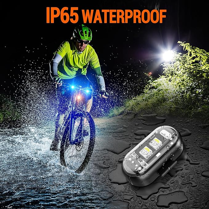 Wireless LED Strobe Lights Remote Control, 8 Colors USB Charing Waterproof Anti-Collision Flashing Emergency Warning Lights for Car Motorcycle Drone Aircraft Bike 4PCS