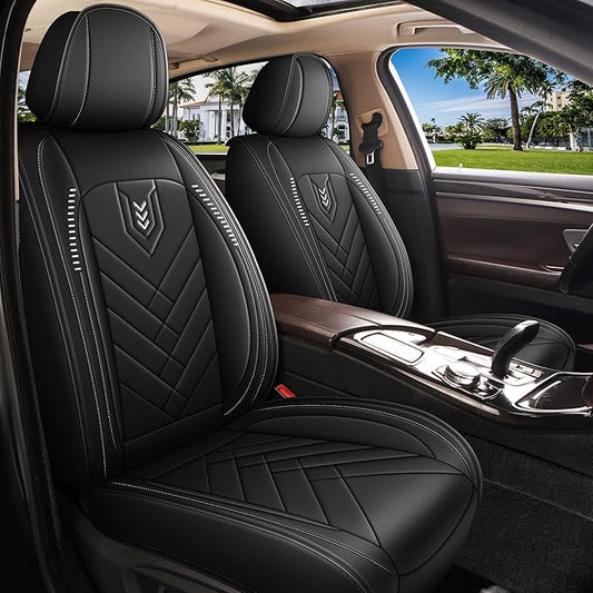 AOMSAZTO Car Seat Covers Full Set Fit for Nissan Pathfinder 2011-2025 2026 Waterproof Faux Leather Car Seat Cushions Automotive 5 Seat Covers Set（Black）