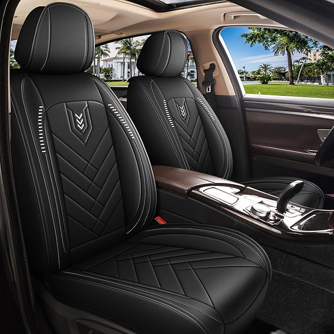 AOMSAZTO Car Seat Cover for Chevrolet Chevy Trax 2024 2025 2026 Front Set, Leather Car Seat Protector Waterproof, Non Slip Car Seat Cushion, Interior Seat Covers Automotive Accessories - Black